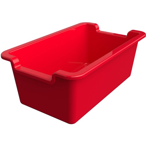 Deflecto Antimicrobial Rectangular Storage Bin - 5.1" Height x 13.2" Width x 8.1" Depth - Antimicrobial, Lightweight, Mold Resistant, Mildew Resistant, Handle, Portable, Stackable - Red - Polypropylene - 1 Each