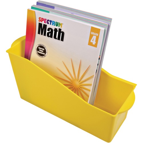 Deflecto Antimicrobial Kids Book Bin - 7.4" Height x 14.2" Width x 5.3" Depth - Antimicrobial, Lightweight, Portable, Mold Resistant, Mildew Resistant, Stackable, Handle - Yellow - Polypropylene - 1 Each