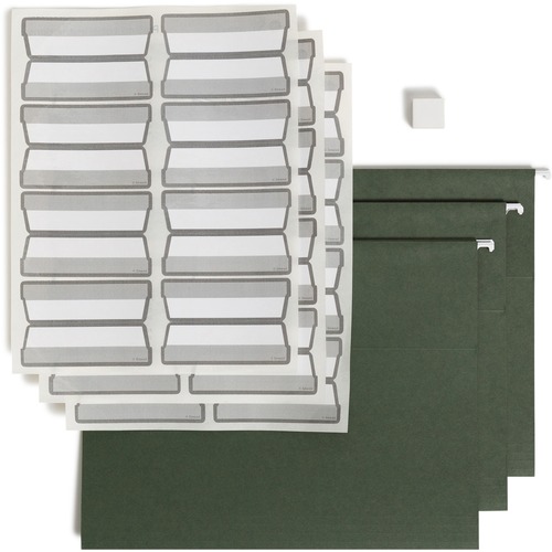 Smead Protab® Filing System with 20 Letter Size Hanging File Folders, 24 ProTab 1/3-Cut Tab labels, and 1 eraser (64195) - Standard Green, 100% Recycled Paperboard - 20 / Box