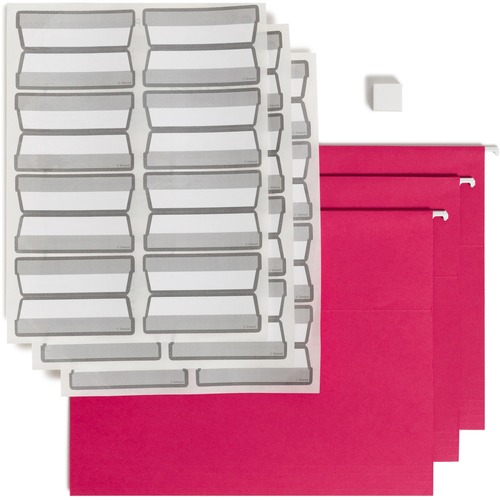 Smead Protab® Filing System with 20 Letter Size Hanging File Folders, 24 ProTab 1/3-Cut Tab labels, and 1 eraser (64197) - Red - 20 / Box