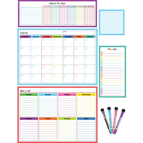 Teacher Created Resources Dry-Erase Task Calendar Set - Assorted - 1 / Pack