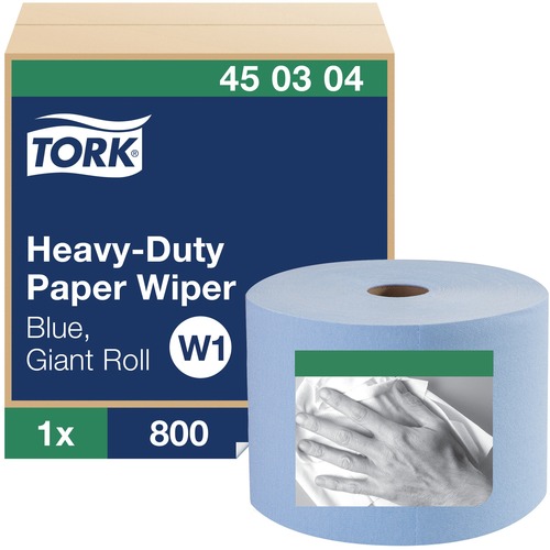 TORK Heavy-Duty Paper Wiper - 1 Ply - 800 Sheets/Roll - Blue - Fiber - 1 / Carton