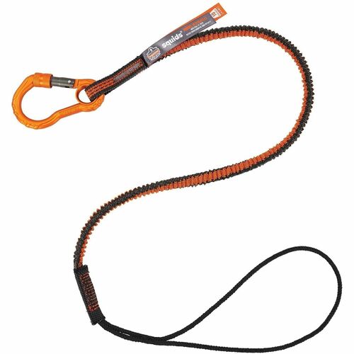 Ergodyne Squids 3104F(x) Tool Lanyard - Adjustable - 10 lb Load Capacity - Standard - Carabiner Attachment - 48" Length - Orange, Gray - Aluminum, Polyester, Elastic - 1 / Each