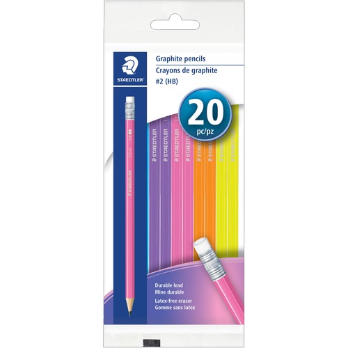 Staedtler Graphite Pencil - HB Lead - Assorted Neon Lead - 20 / Pack