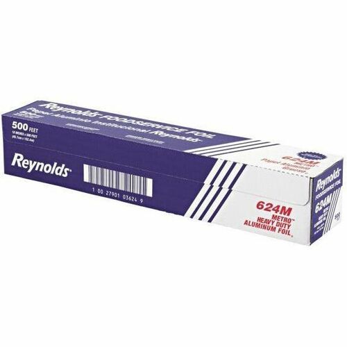 Reynolds Consumer Products Metro Aluminum Foil, Heavy-Duty Gauge, 18" x 500', Silver - 18" Width x 500 ft Length - Heavy Duty, Strong, Cutting Edge - Aluminum Foil - Silver - 1