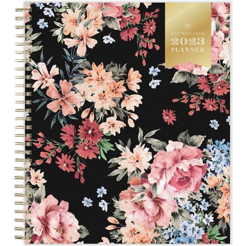 Day Designer Monthly Planning Calendar, 8” x 10”, Romance Black Frosted, January To December 2023, 138795 - Medium Size - Monthly, Weekly - 12 Month - January 2023 - December 2023 - 1 Week, 1 Month Double Page Layout - 10" x 8" White Sheet - T