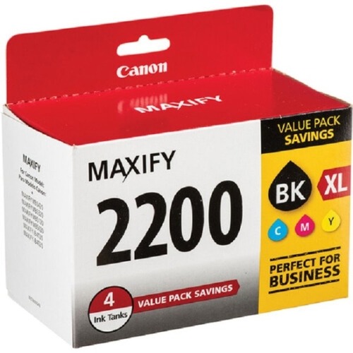 Canon PGI-2200 XL High-Yield Black/PGI-2200 Cyan/Magenta/Yellow Ink Cartridges, 9255B005, Pack Of 4 Cartridges - Inkjet - High/Standard Yield - 4 / Pack