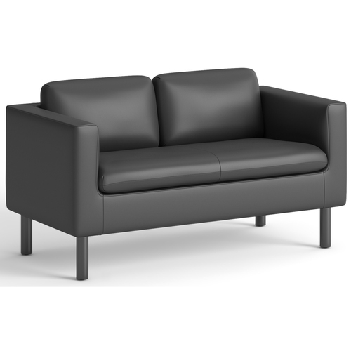 HON Parkwyn Loveseat - 53.5" x 26.8" x 29" - Material: Polyurethane - Finish: Black