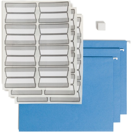 Smead Protab® Filing System with 20 Letter Size Hanging File Folders, 24 ProTab 1/3-Cut Tab labels, and 1 eraser (64210) - Blue - 20 / Box