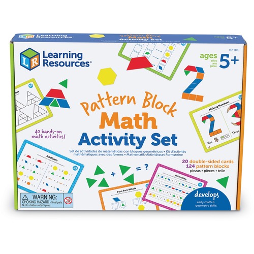 Learning Resources Pattern Block Math Activity Set - Theme/Subject: Fun - Skill Learning: Addition, Mathematics, Symmetry, Patterning, Fraction, Graphing, Shape, Geometry - 128 Pieces - 5-10 Year - 1 Each