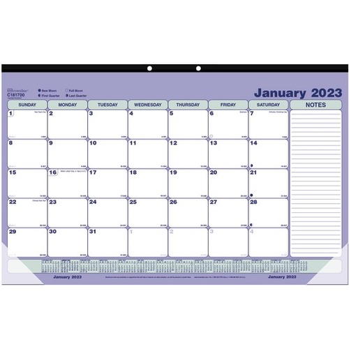 Blueline® Monthly Desk Pad Calendar, 17-3/4" x 10-7/8", Blue/White, January To December 2023, C181700 - Academic/Professional - Monthly - 12 Month - January 2023 - December 2023 - 1 Month Single Page Layout - 17 3/4" x 10 7/8" White Sheet - 