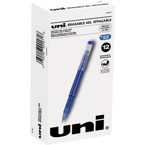 uniball™ Erasable Gel Stick Pens - Medium Pen Point - Blue Gel-based Ink - 12 / Box