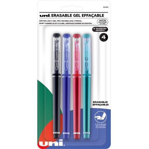 uniball™ Erasable Gel Stick Pens - Medium Pen Point - Assorted Gel-based Ink - 4 / Pack