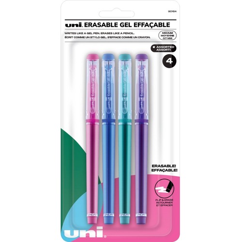 uniball™ Erasable Gel Stick Pens - Medium Pen Point - Assorted Gel-based Ink - 4 / Pack