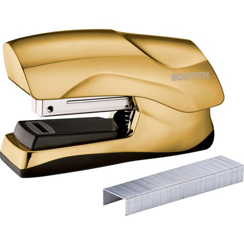Bostitch Flat Clinch Stapler, 40 Sheets, Gold - 40 Sheets Capacity - 105 Staple Capacity - Half Strip - Metallic Gold
