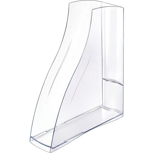 Ellypse CEP Desk Accessories Magazine Rack - 12.8" Height x 3.3" Width x 11" Depth - Shock Resistant, Recyclable - Clear - Polystyrene - 1 Each