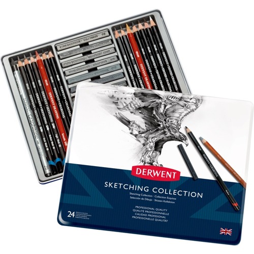 Derwent Sketching Collection - 2B, 4B, HB, 8B, 3B Pencil Grade - Brown Ochre, Terracotta, Peat, White Lead - 24 Pack
