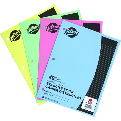 Hilroy Notebook - 20 Sheets - 40 Pages - Stitched - White Paper - 4 Pack