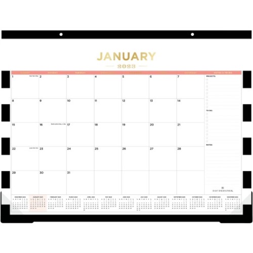 Day Designer Desk Pad Planning Calendar, 22”x 17”, Rugby Stripe, January To December 2023, 138799 - Large Size - Monthly - 12 Month - December 2023 - December 2023 - 1 Month Single Page Layout - 17" x 22" White Sheet - Desk Pad - Paper, Cardbo