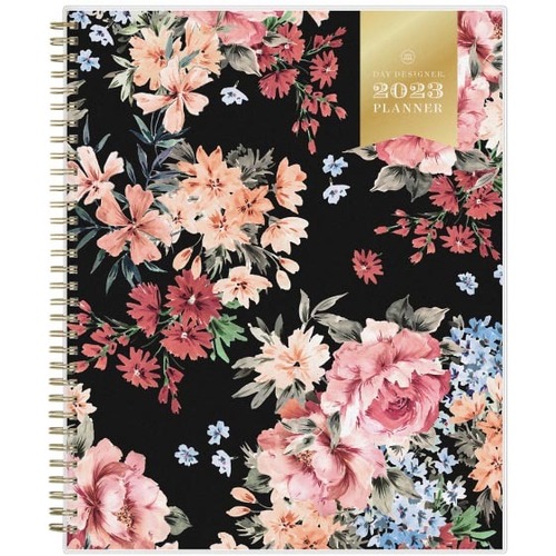 Day Designer Weekly/Monthly Planning Calendar, 8-1/2” x 11”, Romance Black Frosted, January To December 2023, 138794 - Medium Size - Weekly, Monthly - 12 Month - January 2023 - December 2023 - 1 Week, 1 Month Double Page Layout - 11" x 8 1/2" 