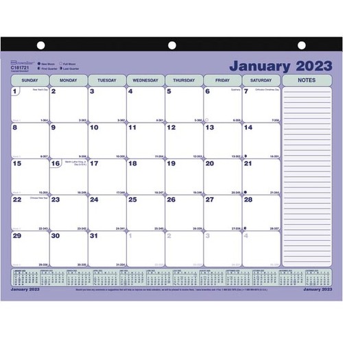 Brownline® Monthly Desk Pad Calendar, 11" x 8-1/2", Blue/White, January To December 2023, C181721 - Medium Size - Monthly - 12 Month - January 2023 - December 2023 - 1 Month Single Page Layout - 8 1/2" x 11" White Sheet - 3 x Holes - Desk Pa