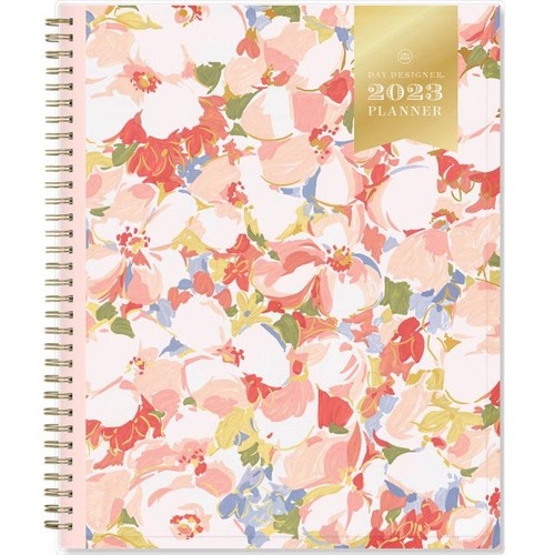 Day Designer Weekly/Monthly Planning Calendar, 8-1/2” x 11”, Petals, January To December 2023, 138758 - Medium Size - Weekly, Monthly - 12 Month - January 2023 - December 2023 - 1 Week, 1 Month Double Page Layout - 11" x 8 1/2" White Sheet - T
