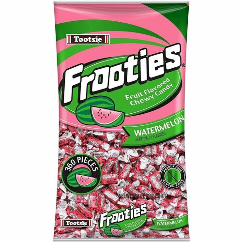 Frooties Chewy Fruit Candies - Watermelon - Individually Wrapped, Peanut-free, Gluten-free - 2.42 lb - 360 Pieces/Bag - 1 Each