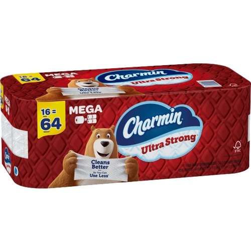 Charmin Ultra Strong Mega Roll - Charmin Ultra Strong 2-Ply Bathroom Tissue Rolls, 4” x 4-1/2”, White, 242 Sheets Per Roll, Pack Of 16 Rolls