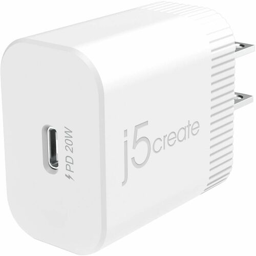 j5create 20W PD USB-C Wall Charger - 1 Pack - 20 W - North America - 120 V AC, 230 V AC Input - 5 V DC/3 A, 9 V DC, 12 V DC Output - White