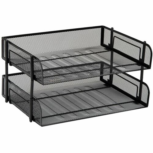 Mind Reader Tiered Stackable Paper Trays - 2 Tier(s) - Vertical - 7.25" Height x 10" Width x 13.50" Depth - Desktop - Stackable - Durable, Compact, Sturdy - Black - Steel Mesh - 1 Each