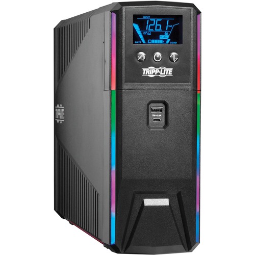 Tripp Lite by Eaton SMART1500PSGLCD Tripp Lite by Eaton 1500VA 900W 120V  Pure Sine Wave Gaming UPS Battery Backup - LCD, AVR, RGB LEDs, USB  Charging, Power Saving