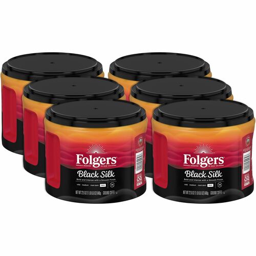 Folgers® Ground Black Silk Coffee - Dark - 22.6 oz - 6 / Carton