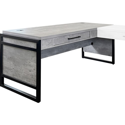 Martin Mason Open L Desk Box 1 of 2 - 60" x 30" x 31" - 1 x Storage Drawer(s) - Material: Solid Wood - Finish: Concrete