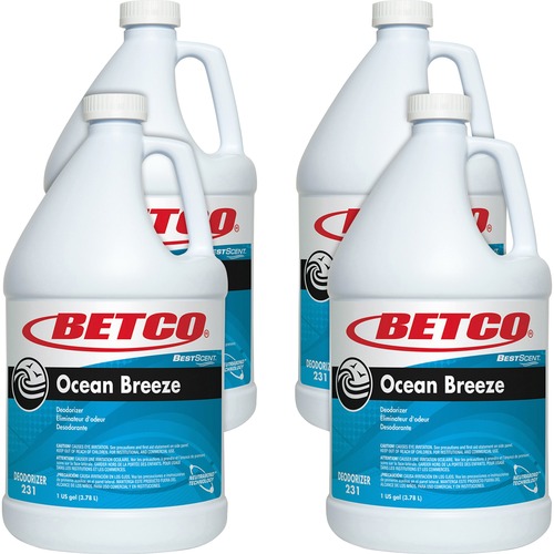 Betco Best Scent Ocean Breeze Deodorizer - Liquid - 1000 Sq. ft. - 128 fl oz (4 quart) - Ocean Breeze - 4 / Carton - VOC-free