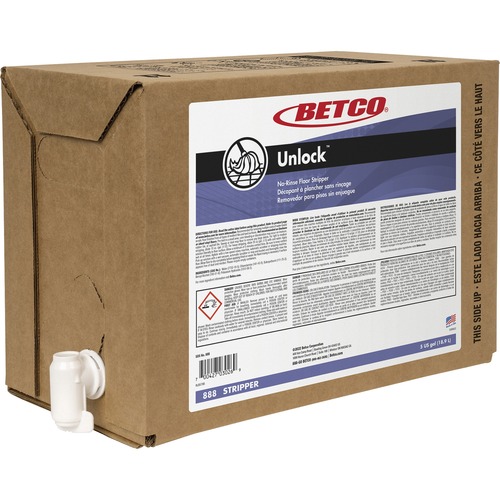 Betco Unlock No-Rinse Floor Stripper - Concentrate Liquid - 640 fl oz (20 quart) - 1 Each - Clear