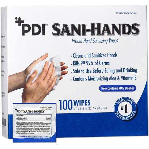 PDI Sani-Hands Instant Hand Sanitizing Wipes - 100 Per Box - 10 / Carton