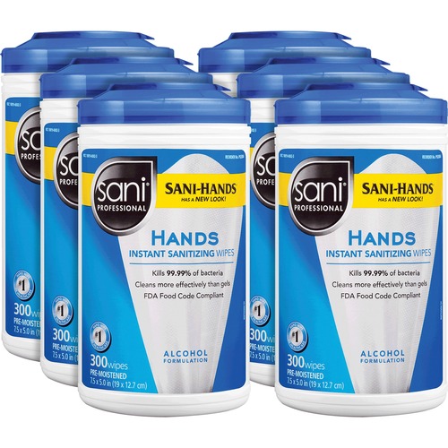 PDI Hands Instant Sanitizing Wipes - WhiteTub - 300 Tub - 6 / Carton