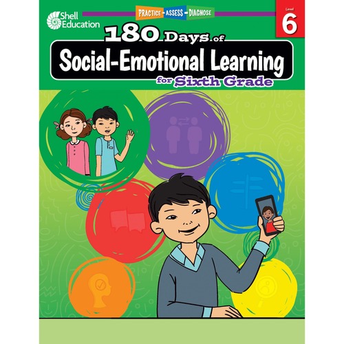 Shell Education 180 Days of Social-Emotional Learning for Sixth Grade Printed Book by Jennifer Edgerton - 208 Pages - Book - Grade 6 - English