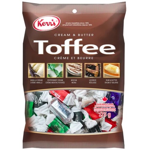 Kerr's Toffee - Cream & Butter 175g - Peppermint Cream, Vanilla Cream, Licorice, Rum & Butter - No Artificial Color, No High Fructose Corn Syrup, Peanut-free, Nut-free, Gluten-free - 175 g - 1 Each