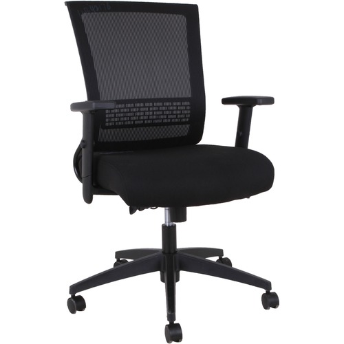 Lorell Mid-back Mesh Chair - Black Seat - Black Mesh Back - Mid Back - 5-star Base - Armrest - 1 Each