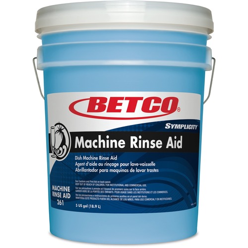 Betco Symplicity Machine Rinse Aid - 640 fl oz (20 quart) - 1 Each - Low Foaming, Spill Resistant, Quick Drying - Blue