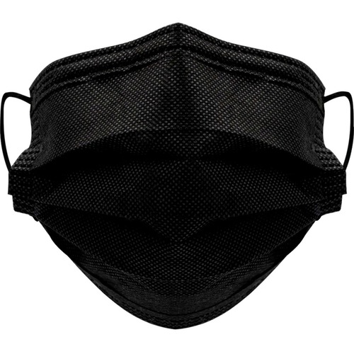 GUILD Comfort Time Disposable Masks - Disposable, Bacterial Filtration Efficiency (BFE), Nose Clip, 3-layered, Hydrophobic, Comfortable - Bacteria Protection - Black - 50 / Box