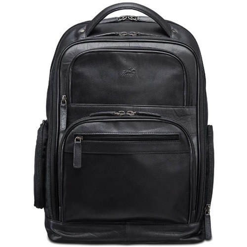 MANCINI Buffalo Carrying Case (Backpack) for 15.6" Notebook - Black - Top Grain Leather, Buffalo Leather Body - Shoulder Strap - 17.50" (444.50 mm) Height x 12.50" (317.50 mm) Width x 7" (177.80 mm) Depth - 1 Each - Laptop Cases & Bags - MLG995472BK