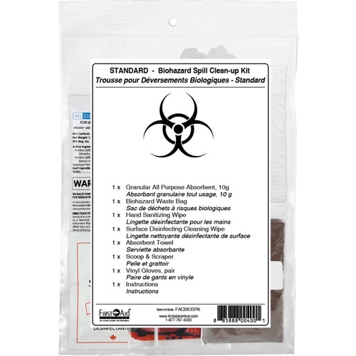 First Aid Central Biohazard Spill Clean-Up Kit - First Aid Kits & Supplies - FXXFACBIOSPK
