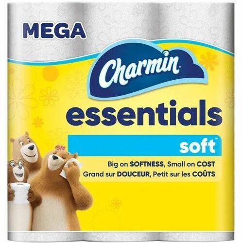 Charmin Essentials Paper Tissue - 2 Ply - Mega - 5.25" Width x 15" Length - 330 Sheets/Roll - 5.25" Roll Diameter - 5 1/4" Core - White - 12 / Pack