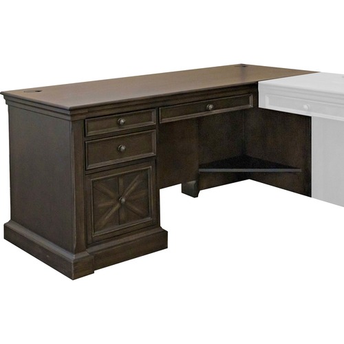 Martin Kingston Desk with Pedestal Box 1 of 2 - 66" x 30"30" - 4 x Utility, File Drawer(s) - Material: Wood - Finish: Dark Chocolate, Rub Through