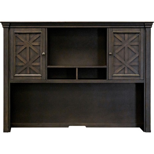 Martin Kingston Office Desking Unit - 66" x 14"48" - 2 Door(s) - 2 Adjustable Shelf(ves) - Material: Wood - Finish: Dark Chocolate, Rub Through