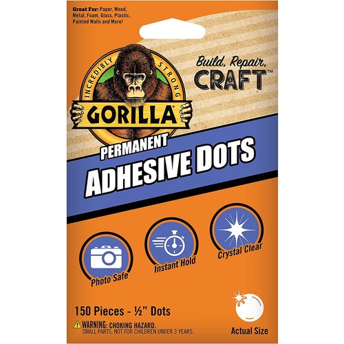 Gorilla Permanent Adhesive Dots - 150 / Pack - Clear