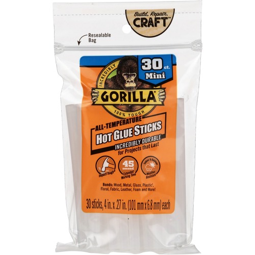 Gorilla Glue Mini Hot Glue Sticks - 30 / Pack - Clear