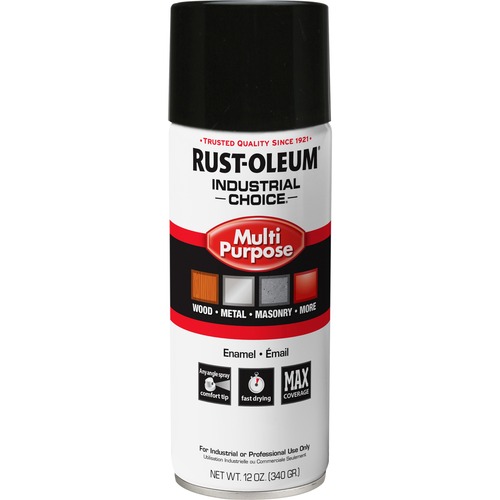 Rust-Oleum Industrial Choice Enamel Spray Paint - Aerosol - 12 fl oz - 1 Each - Gloss - Black